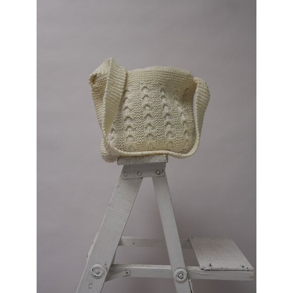 Vintage White Crochet Tote Shoulder Bag - Picture 4 of 8